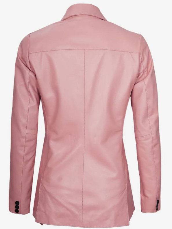 Womens Two Button Pink Leather Blazer