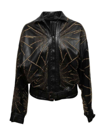 Black & Gold Istante By Versace Leather Jacket