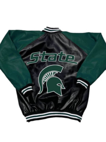 Black Green Michigan State Spartans Letterman Jacket