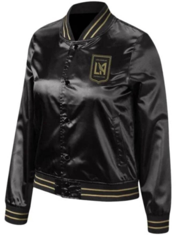 Black Los Angeles Football Club MLS Satin Jacket.