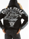 Black Pelle Pelle Exotic Fur Hood Wool Leather Jacket