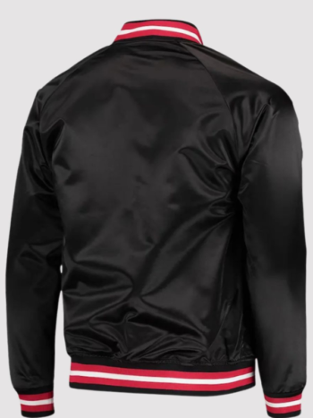 Black Portland Trail Blazers Throwback Wordmark Satin Jacket