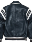 Men Pelle Pelle Encrusted Varsity Blue Plush Jacket.