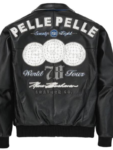 Men Pelle Pelle World Tour Black And Blue Plush Jacket.