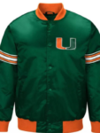 Miami Hurricanes Draft Pick Green Satin Jacket