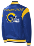 NFL La Rams Carneros Blue And Yellow Satin Jacket