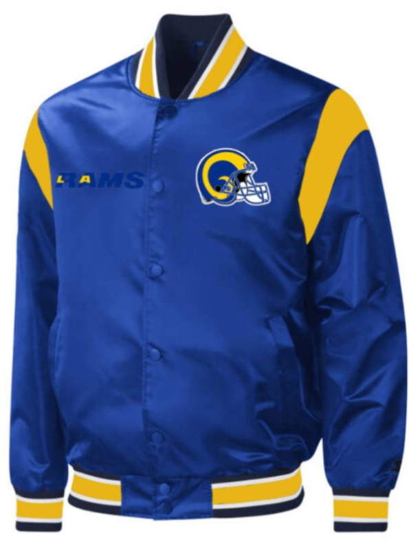 NFL La Rams Carneros Blue And Yellow Satin Jacket