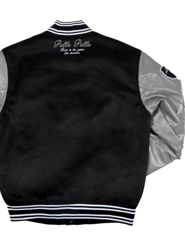 Pelle Pelle Black World Famous Wool and Leather Varsity Jacket