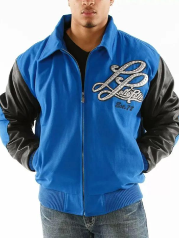 Pelle Pelle Blue and Black Varsity Jacket.