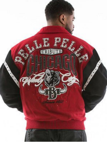 Pelle Pelle Chicago Bull Maroon Varsity Jacket.