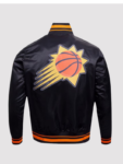 Phoenix Suns Script Tail Black Varsity Jacket.