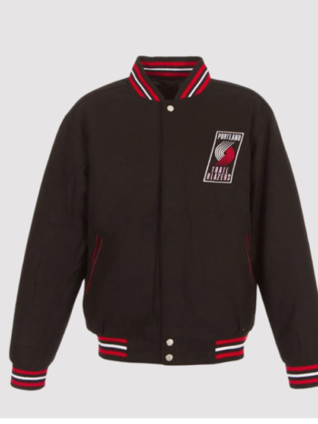 Portland Trail Blazers Black Varsity Jacket.