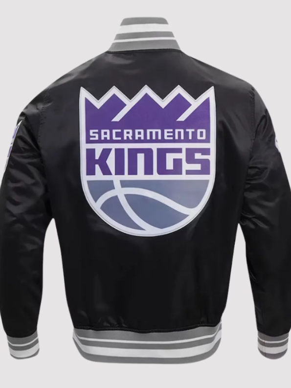 Sacramento Kings Script Tail Black Varsity Jacket