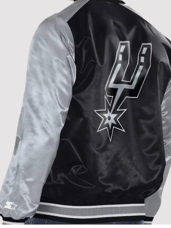 San Antonio Spurs Renegade Blacksilver Varsity Jacket.