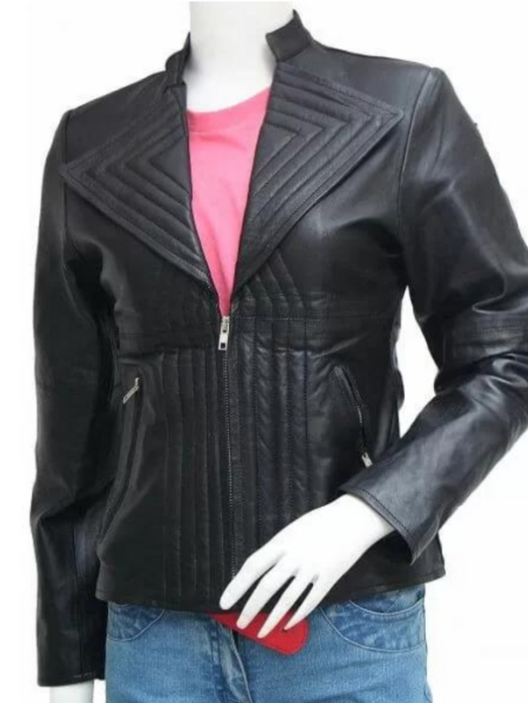 Women’s Quilted black Leather Jacket