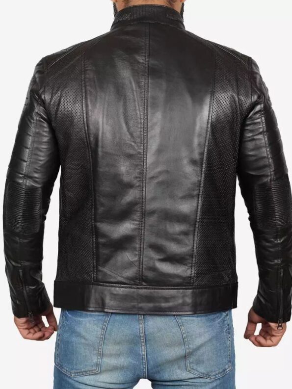 Men's Premium Black Cafe Racer Leather Jacket