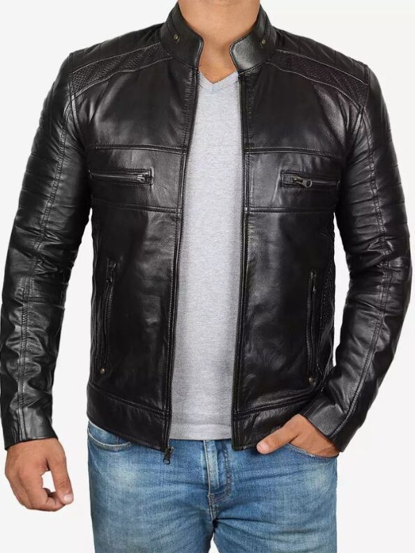 Men's Premium Cafe Racer Leather Jacket