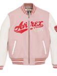 USA Pink Leather Varsity Jacket.