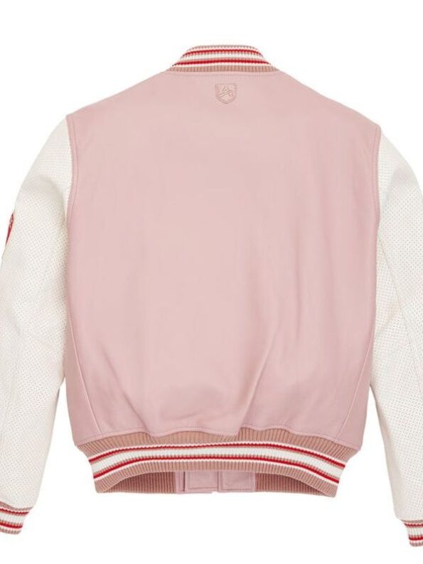 USA Pink Leather Varsity Jacket