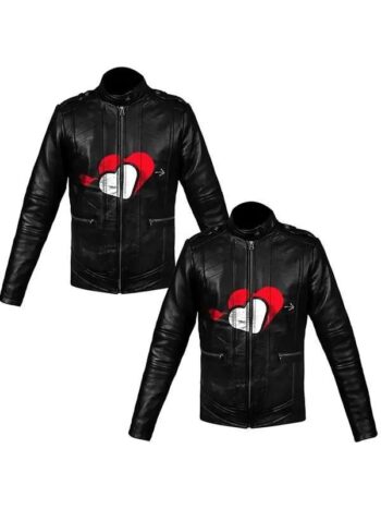 Valentines Couple Black Leather Jacket.