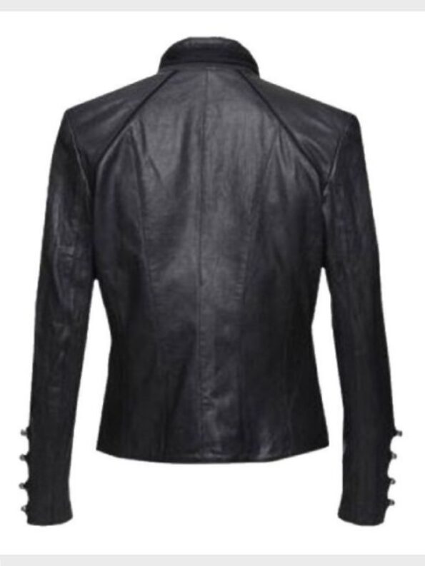 Women Black Military Leather Jacket