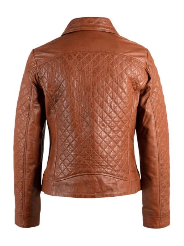 Women’s Quilted Brown Leather Jackets Biker Outfits.