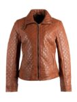 Women’s Quilted Brown Leather Jackets Biker Outfits.