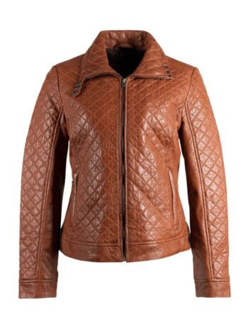 Women’s Quilted Brown Leather Jackets Biker Outfits.