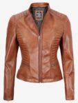 Women’s Slim Fit Tan Lambskin Leather