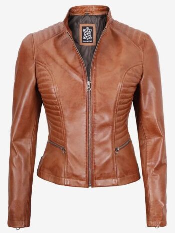 Women's Slim Fit Tan Lambskin Leather