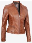 Women’s Slim Fit Tan Lambskin Leather