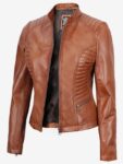 Women’s Slim Fit Tan Lambskin Leather