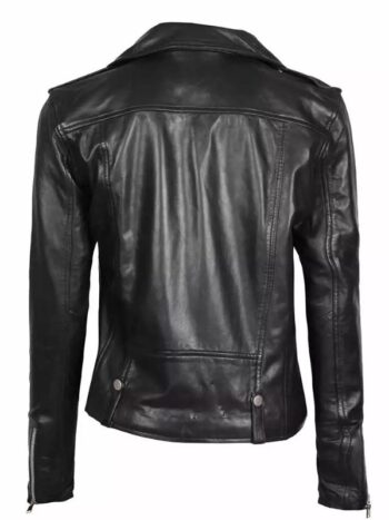 Amber Women's Black Leather Asymmetrical Moto Jacket