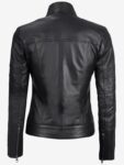 Bergamo Women’s Black Cafe Racer Leather Jacket.