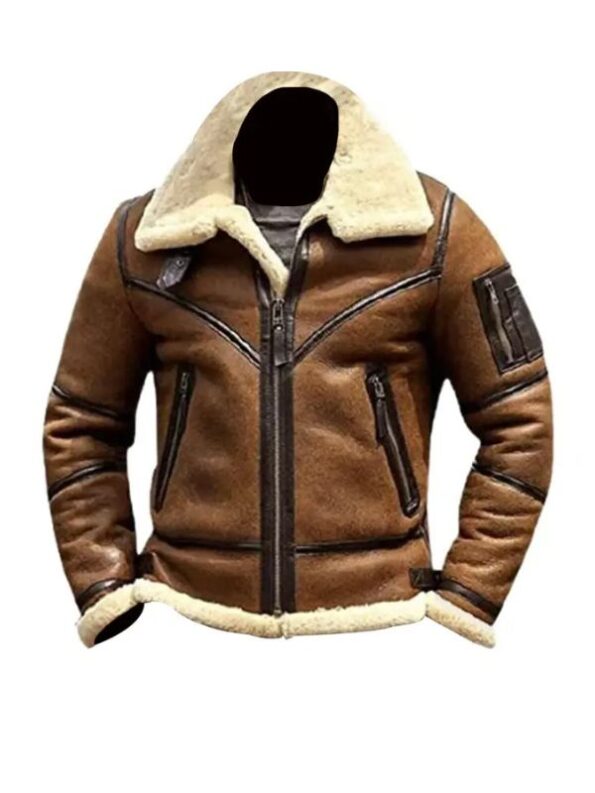 Men’s Aviator B3 Flight Lambskin Leather Shearling Jacket.