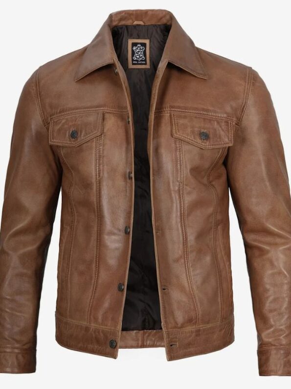 Men's Real Leather Camel Brown Jacket