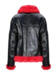 Women Red Faux Fur Aviator Jacket.