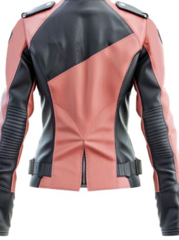 Women’s Ash Grey Pink Sheepskin Leather Moto Jacket