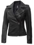 Women’s Black Asymmetrical Biker Style Leather Jacket.