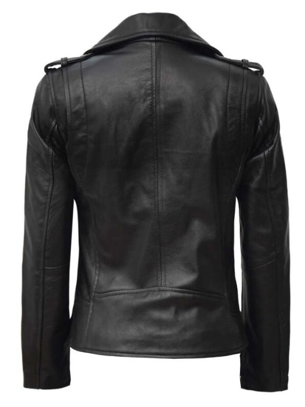 Women's Black Asymmetrical Biker Style Leather Jacket