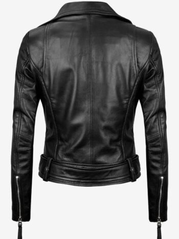 Women's Black Asymmetrical Leather Motorcycle Jacket