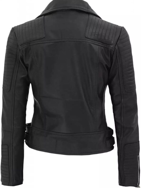 Womens Finest Leather Black Moto Jacket.