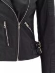 Womens Finest Leather Black Moto Jacket. (2)