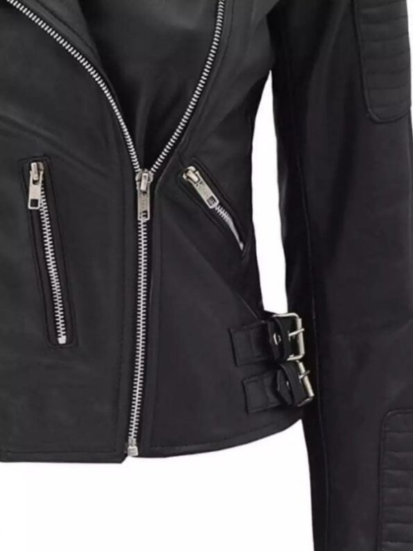 Womens Finest Leather Black Moto Jacket