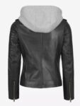 Womens Moto Leather Jacket with Hood