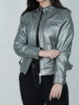 Women’s Silver Motorcycle Jacket