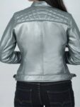 Women’s Silver Motorcycle Jacket