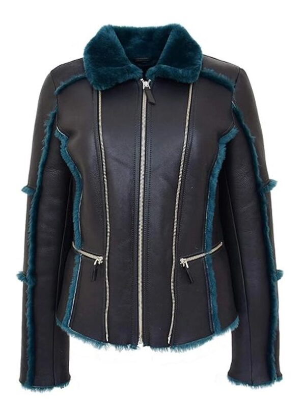 Women's Real Sheepskin Aviator Jacket. (2)