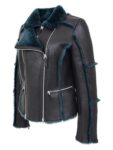 Women’s Real Sheepskin Aviator Jacket. (2)