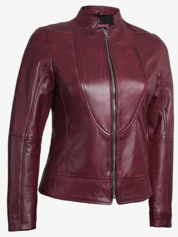 Womens Slim Fit Maroon Leather Jacket